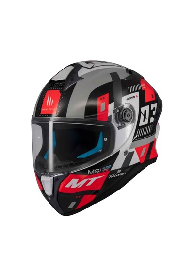 Mt Helmets Targo S Sergio Garcia B5 Kapalı Kask Gri - Beyaz - Kırmızı