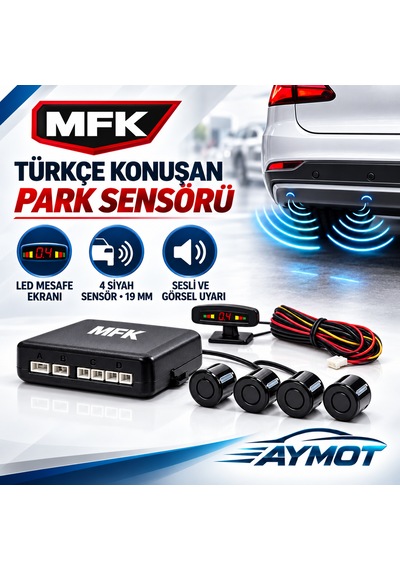 Mfk Universal Türkçe Konuşan Led Ekranlı Siyah Park Sensörü 19 Mm