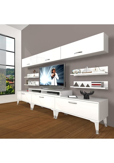Decoraktiv Ekoflex 8y Slm Silver Tv Ünitesi Tv Sehpası Beyaz