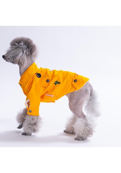 Sarı Cancun - Cancún Ceket Gabardin Çıtçıtlı Kedi Köpek Ceketi Kedi Köpek Kıyafeti Kedi Köpek Elbisesi