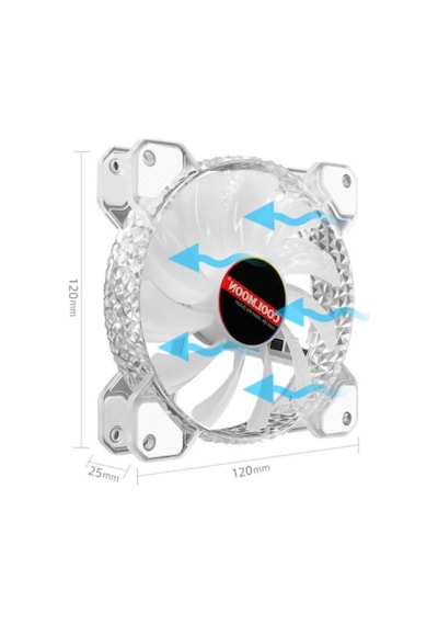 Coolmoon 12cm Rgb P Kasa Fanı Kristal Elmas Yüzey - 6pin Soğutucu Fan Kontrolcü Olmadan Çalışmaz