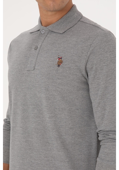 U.S. Polo Assn. Erkek Regular Fit Polo Yaka Grı Melanj Basic Sweatshirt 50313772-VR086 U.S. Polo Assn. Erkek Regular Fit Polo Yaka Grı Melanj Basic Sweatshirt 50313772-VR086