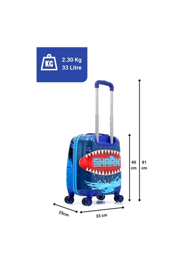 Gedox Kids Lacivert Mavi Köpek Balığı Shark Desenli Erkek Çocuk Valizi 155.05 Lacivert Mavi Köpek Balığı