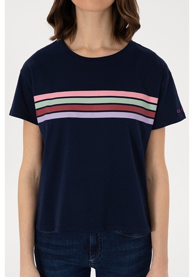 U.S. Polo Assn. Kadın Bisiklet Yaka Tişört 50308639-vr033 Lacivert