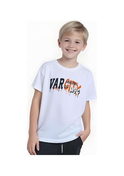 Fyk Kids Erkek Çocuk Yazlık Varcity Baskılı Beyaz