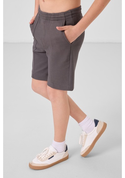 Tommylife Koyu Gri Pamuklu Yumuşak Dokulu Standart Fit Basic Erkek Çocuk Şort - 11289 Koyu Gri