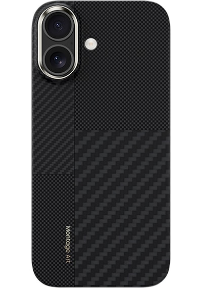 Apple Uyumlu iPhone 17 Kılıf M-safe Şarj Özellikli Karbon Fiber Benks Montage Armorair Kevlar Kapak Siyah