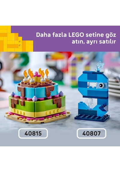 LEGO® Doğum Günü Pastası 40815 – 7 Yaş ve Üzeri Çocuklar için Mum İçeren Dekoratif Oyuncak Yapım Seti (219 Parça)