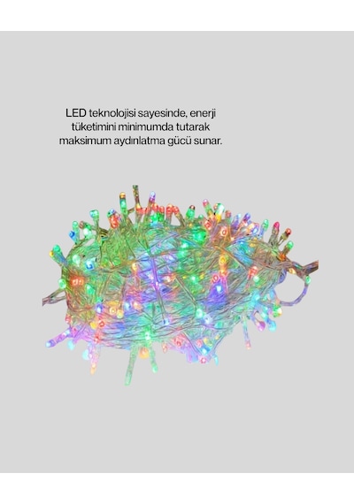 Hubrendy Tekno Şeffaf Kablolu 50 Ampullü 5 Metre Led Işık Dekoratif Aydınlatma