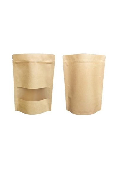 Doypack Kraft Dar Pencereli Kilitli 13X22.5X50 Adetli
