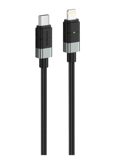 Foneng Xs03 27w Type-c To Lightning Işıklı Örgü 1.2m Hızlı Data Ve Şarj Kablosu