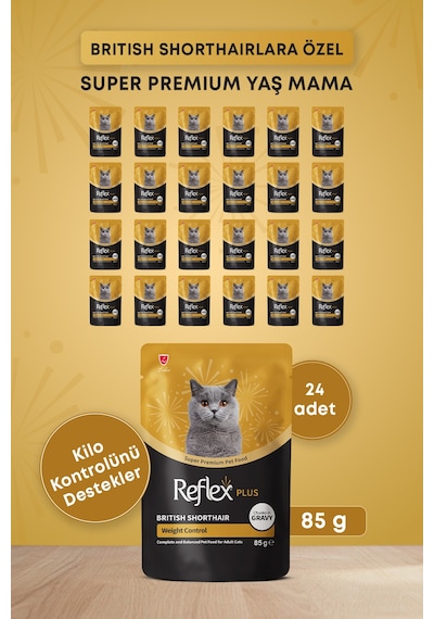 Reflex Plus Britsh Shorthair Yetişkin Kedi Konservesi 85gr X 24 Adet