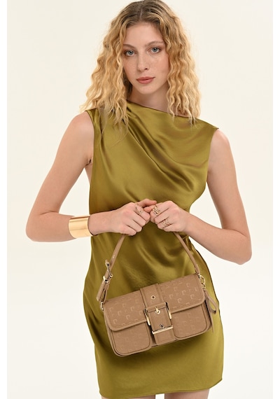 Pierre Cardin 05pc26y010121 Suni Deri Desenli Tokalı Kadın Omuz Çantası Camel