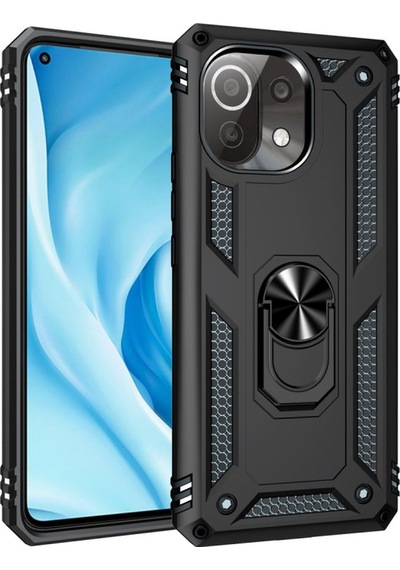 Mi 11 Lite Kılıf Sofya Yüzüklü Silikon Kapak - Siyah Bzsxx00 1