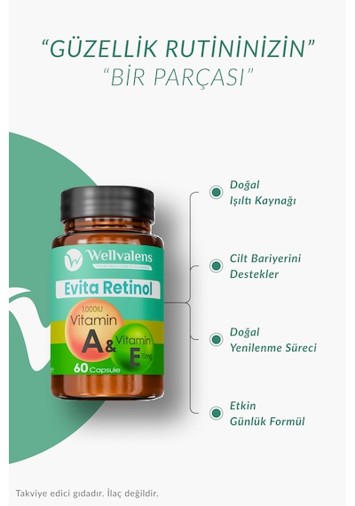Wellvalens Evita Retinol Takviye Edici Gıda 60 Kapsül