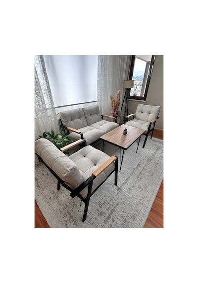 Green Garden Gülizar,model, Balkon, Bahçe, Cafe, Metal Koltuk Takımı, Bahçe Takımı , Çay Seti, 2+1+1+sehpa Krem