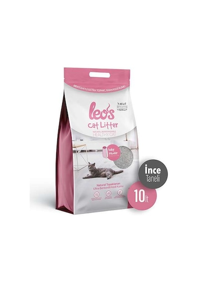 Leos Cat Litter Baby Powder Kokulu İnce Bentonit Kedi Kumu 2 x 10 L