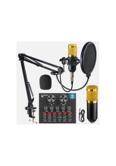 Profesyonel Stüdyo Mikrofonu 3.5mm Jack Girişli Youtuber Kondenser Full Set Studıo Mıcrofon Kit