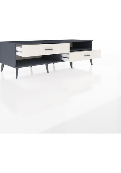 Kronos Tv Ünitesi Tek Raflı 2 Çekmeceli 176x59x51 Antrasit-antrasit/aytaşı Antrasıt/aytası