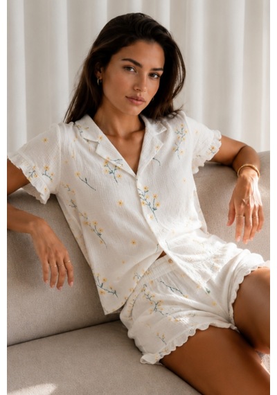 Kadın Düz Pamuk Homewear Çok Renkli Pijama Takımı