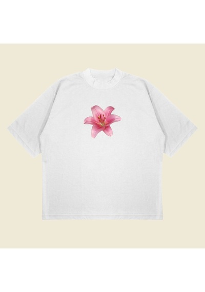 Tarzsokak Lillium Baskılı Oversize Unisex Pamuklu Nefes Alan Kalın Kumaşlı Beyaz Tarzsokak Lillium Baskılı Oversize Unisex Pamuklu Nefes Alan Kalın Kumaşlı Beyaz