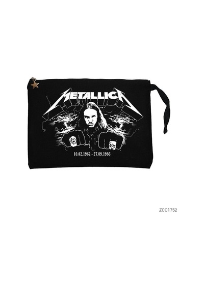 Zepplin Giyim Cliff Burton Punch Siyah Clutch Astarlı Cüzdan / El Çantası