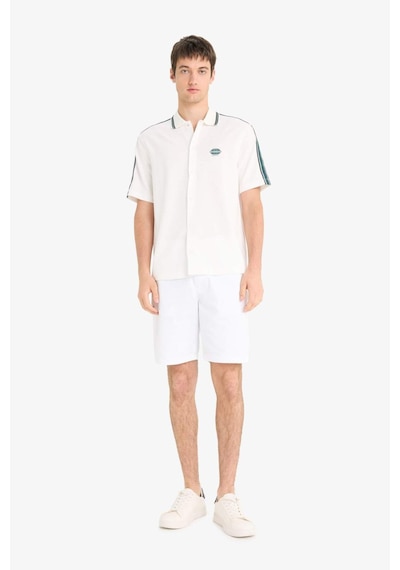 Defacto Relax Fit Polo Yaka Hafif Kumaş Baskılı Yazlık Kısa Kollu Gömlek F0200ax25smer105 Ekru