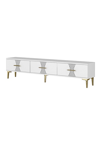 Tsa1832dbg Slim Tv Stand, Tv Sehpası Safirmeşe-beyaz-gold 180cm