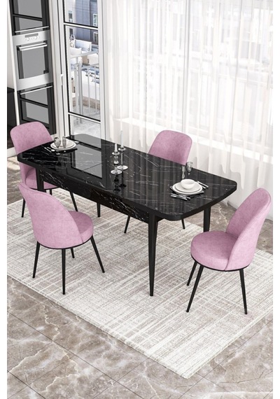 Canisa Concept Kor Serisi 70x114 Açılabilir Mutfak Masası Takımı Siyah Mermer Desen Masa 4 Pembe Sandalye Masa Siyah Mermer Sandalyeler Pembe Canisa Concept Kor Serisi 70x114 Açılabilir Mutfak Masası Takımı Siyah Mermer Desen Masa 4 Pembe Sandalye Masa Siyah Mermer Sandalyeler Pembe