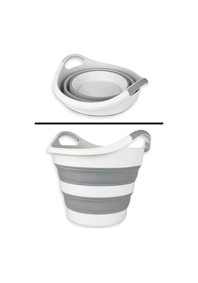 Orret Home 14 Litre Yuvarlak Katlanabilir Akordiyon Çamaşır Seles Beyaz