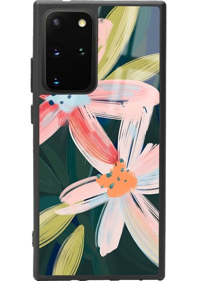 Samsung Uyumlu S20 Plus Suluboya Çiçek Tasarımlı Glossy Telefon Kılıfı Çok Renkli