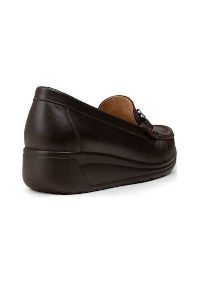 Deery Kadın Hakiki Deri Kahverengi Dolgu Topuk Loafer - N1742zkhvc01
