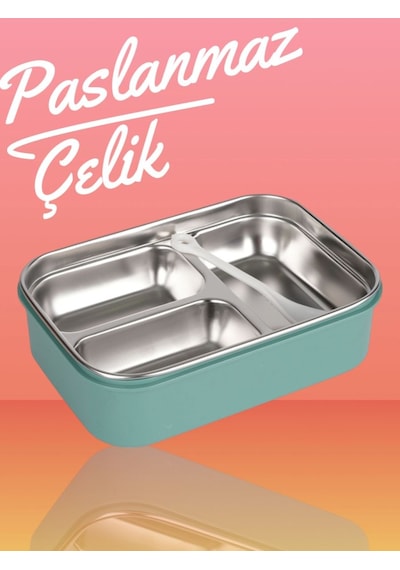 Relaxion Üç Bölmeli, Paslanmaz Çelik, Yeşil Yemek Saklama Ve Taşıma Kabı/kutusu 1000 Ml. 463