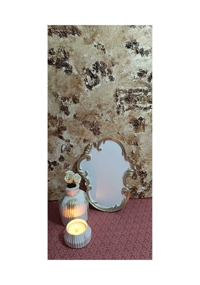 El Yapımı Dekoratif Sunum Tepsisi, Vazo Ve Tealight Mumluk Seti, Özel Tasarım 3'lü Aksesuar Seti