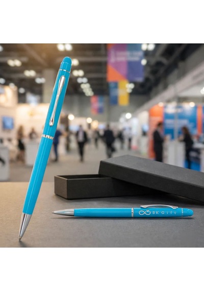 Bk Kurumsal Promosyon 1022 Metal Turkuaz Touchpen Kalem 10 Adet Lazer Baskılı Logolu Tükenmez Kalem