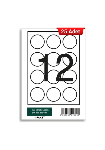 Herboy Hb-1160 60 X 60 Mm A4 Laser Etiket 25 Adet
