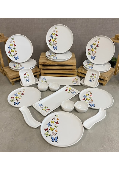 Keramika Takım Kahvaltı Nordıc Dance Of Butterfly Beyaz