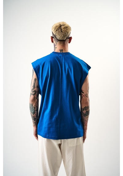Respire Erkek Basic Tank Top Atlet Mavi