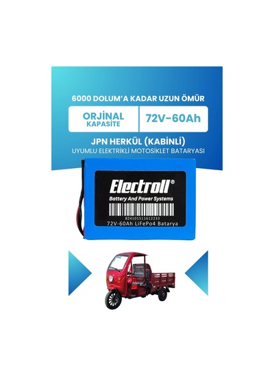 Jpn Herkül Kabinli Batarya Standart Kapasite Lifepo4 72v 60ah Elektrikli Motosiklet Bataryası