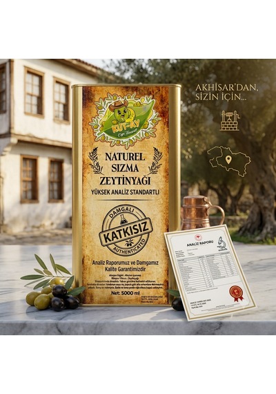 Doğal Sızma Zeytinyağı 5 Litre Analiz Raporlu & Yeni Hasat Akhisar Zeytinyağı Ege Sızma Natürel Zeytinyağı