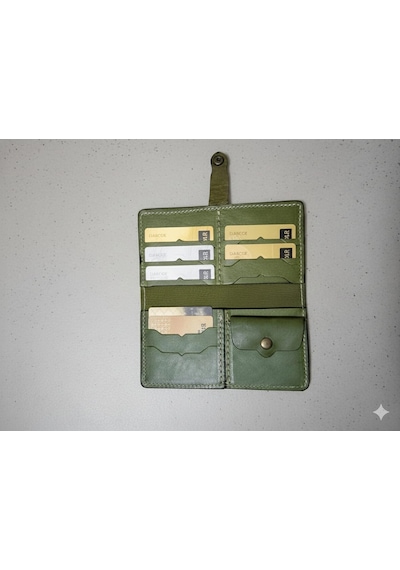 Otohousse Hakiki Deri Kadın Cüzdan Bozuk Para Kartlık Ve Kağıt Para Gözlü Yeşil