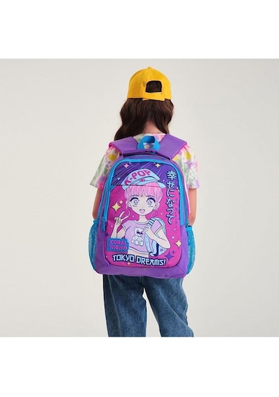 Coral High Kids Mor Pembe Mavi Simli K-pop Desenli 2'li Okul Çanta Seti - Kız Çocuk Pembe Mavi K-pop
