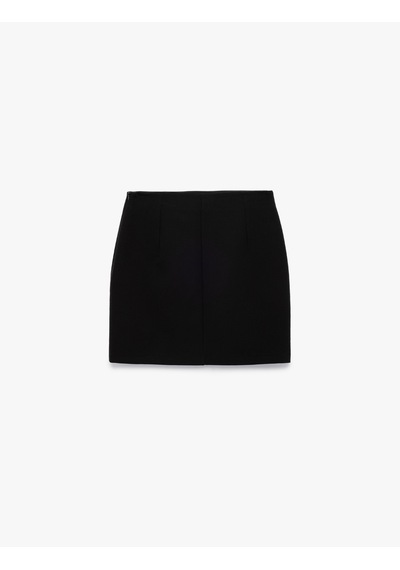 Koton Slim Fit A Kesim Yüksek Bel Mini Etek Siyah 7wak70002uw