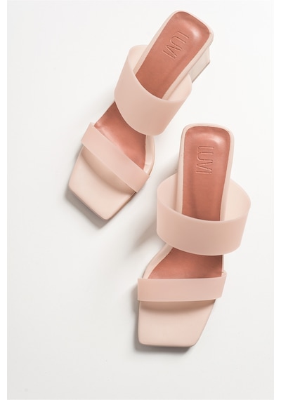 Luvishoes 123 Ten Cilt Topuklu Şeffaf Kadın Terlik Ten