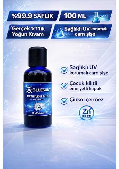 Bluesunt Metilen Mavisi - Methylene Blue %1 %99.9 Saflık 50 ML