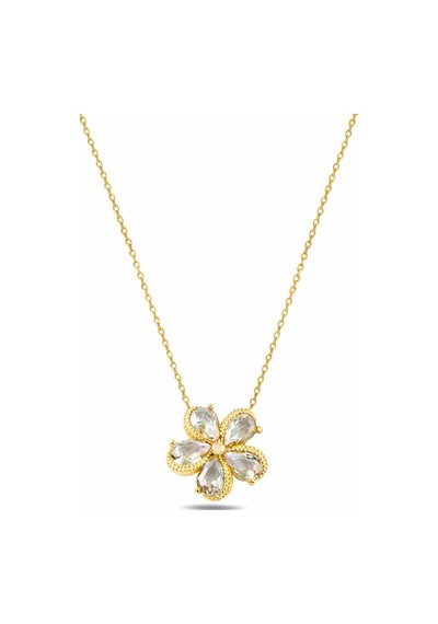 Çekirdekjewelry 925 Ayar Gümüş Sarı Altın Kaplama Çiçek Kolye Damla Taşlı Zarif Kadın Kolyesi Sarı Çekirdekjewelry 925 Ayar Gümüş Sarı Altın Kaplama Çiçek Kolye Damla Taşlı Zarif Kadın Kolyesi Sarı