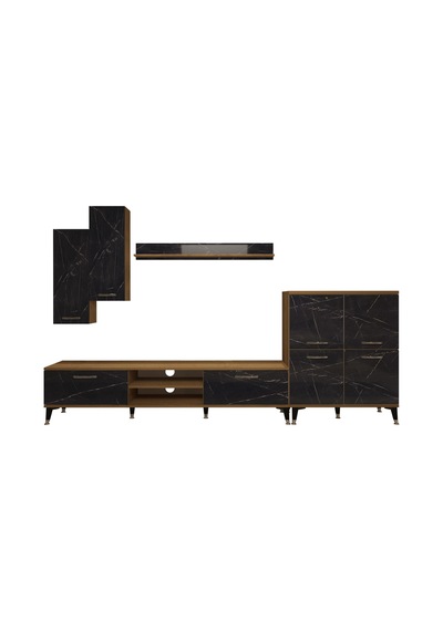 Decoraktiv Eko 6 Mdf Dvd Silver Tv Ünitesi Tv Sehpası Pera - Siyah Mermer