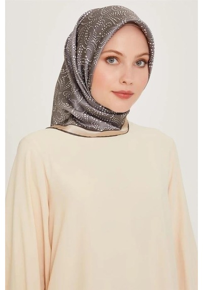 Armine İpek Eşarp 2025 Kış - 9246-33 Gri Bej Twill Gri Bej