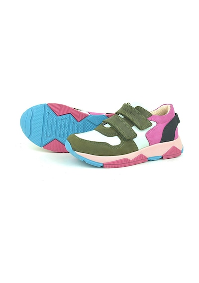 Rakerplus Hakiki Deri Yeşil Pembe Çocuk Sneakers Spor Ayakkabı Yeşil