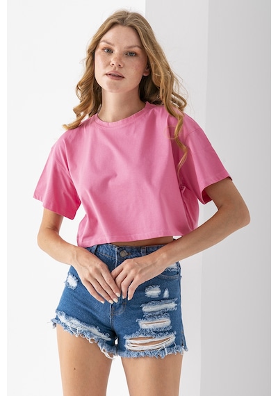 Giysa Kadın Bisiklet Yaka %100 Pamuk Basic Crop T-shirt Pembe - 925007 Pembe Giysa Kadın Bisiklet Yaka %100 Pamuk Basic Crop T-shirt Pembe - 925007 Pembe